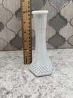 Vintage 6" White Milk Glass Diamond Quilted Vase E.O. Brody #175 Cleveland USA