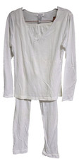 Vtg. Women  s Pajama Set Size S Cuddl Silks White Long Sleeves Long Pants