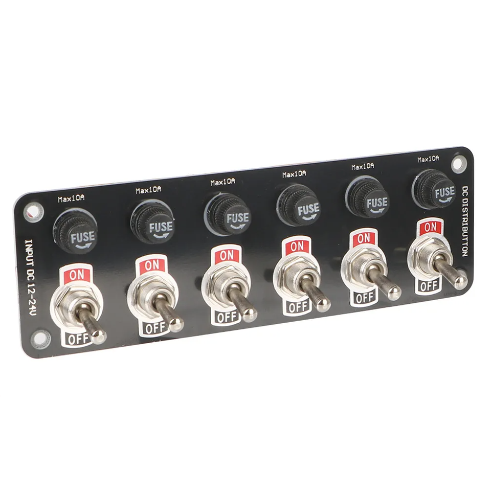 6 Gang Metal Rocker Switch Panel Circuit Breaker Fuse Box for Car ...