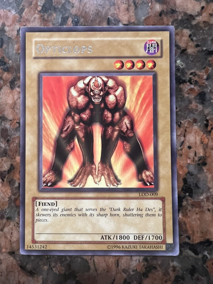 opticlops yugioh card Yu-Gi-Oh! - (LOD-009) - Legacy of Darkness - Unlimited Edition You will receive the 1st Edition version of this card. Opticlops SKE-012 Yu-Gi-Oh! Card -