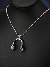 Music Headphone Hip Hop Pendant Necklace Unique Design Titanium Steel  Chain