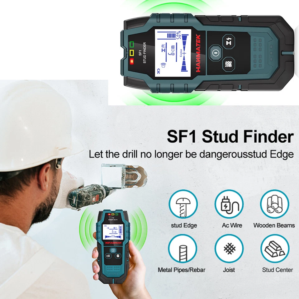 5 in 1 Stud Finder Wall Wood Scanner Detector Metal Studs Pipe Wire LCD Detector - Image 3 of 4