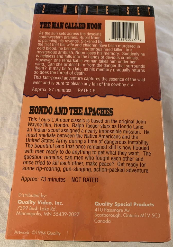 Louis L'Amour The Man Called Noon, Hondo And The Apaches 2 VHS Movie Set Sealed - Image 2 of 4