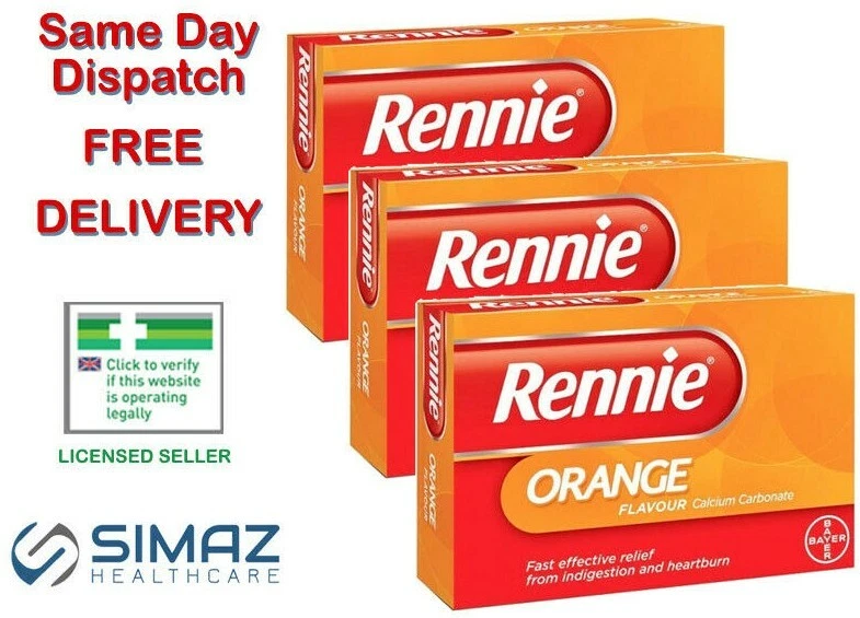 Rennie Orange Heartburn & Indigestion Relief Chewable Tablets Stomach Acid