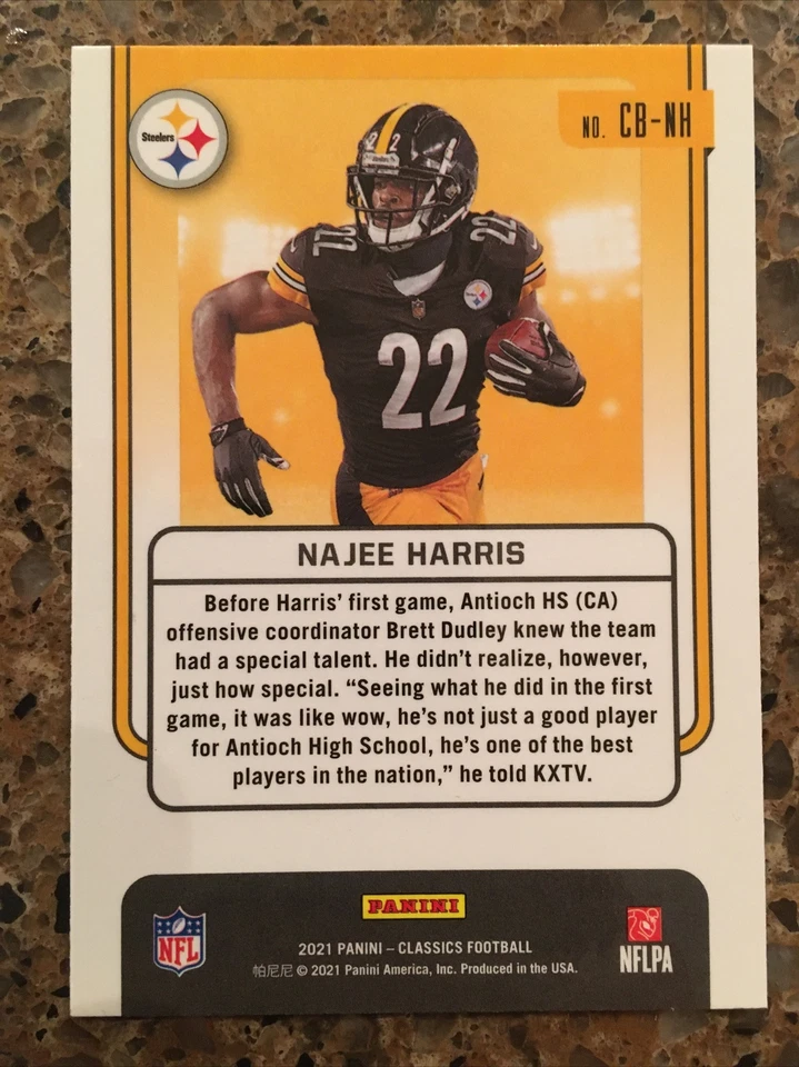 2021 NAJEE HARRIS CLASSIC BEGINNINGS INSERT RC STEELERS - Image 2 of 2