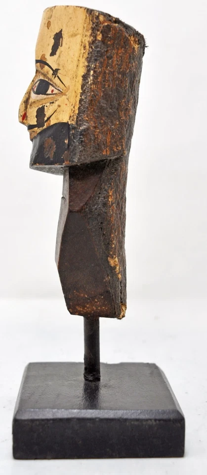 Estatuilla cabeza marioneta de madera vintage original tallada a mano pintada Foto 4 de 4