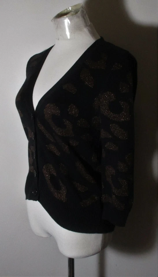 Cárdigan Suéter Metálico TAKE OUT Negro Marrón Metálico Talla S Foto 4 de 4