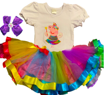 Peppa Fairy Birthday Party Tutu Dress Rainbow 5th Birthday