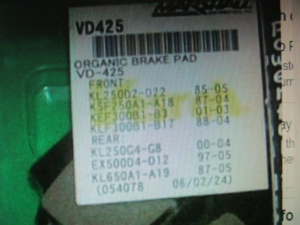 Novas pastilhas de freio VESRAH KLD300 KLD250 KL650 KSF250 KDX200 KMX125 GN125 VD425 - Imagem 3 de 3