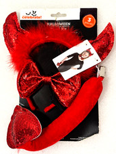 New Halloween Red Devil Accessory Kit - Costume accessory Kids Girl Boy 3 pc Set
