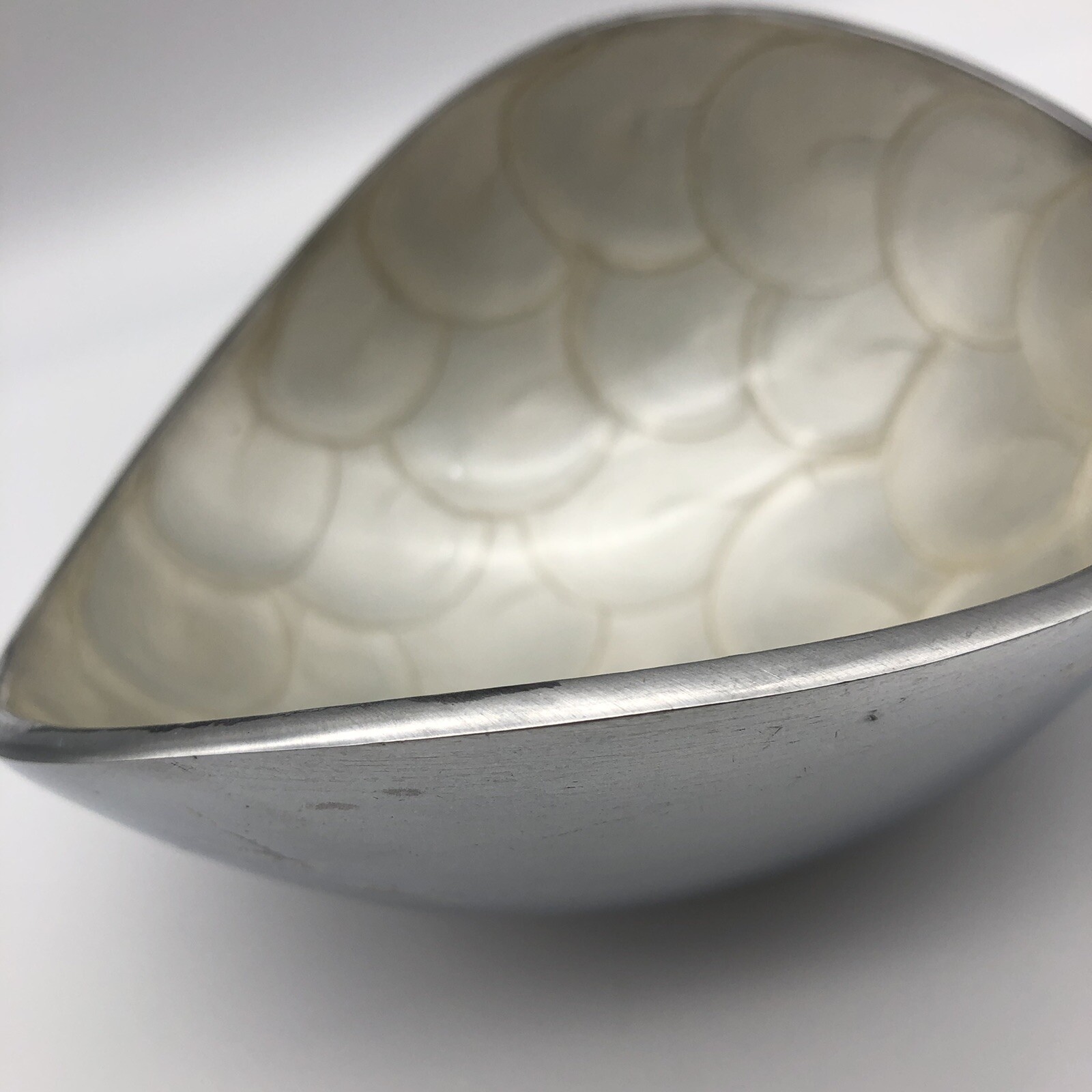 Lot Of 3 Simply Designz Nut Snack Bowls In Silver Tone & White Enamel