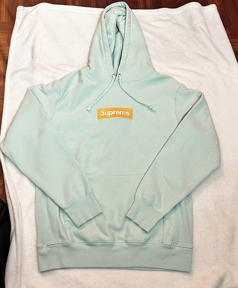 Supreme Box Logo Drawstring Hoodie In Blue