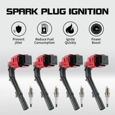 Quality Ignition Coil & Spark Plug 4PCS for Mercedes Benz C300 CLA250 2.0L UF734