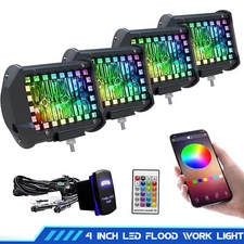 RGB 4INCH LED Work Pods Light Bar For Truck Offroad Driving Fog Light 4X4WD
