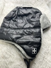 Swiss Tech Boys Black Trapper Hat Water Resistant Warm Lining New 
