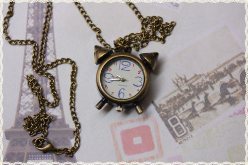 1 COLLANA + OROLOGIO da tasca ANTICATO POCKET color bronzo con batteria - Picture 1 of 1