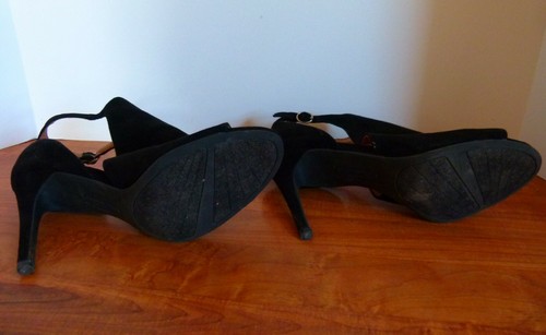 Christian Siriano Black Suede High Heels Sz 8 Womens Ladies Open toe WORN ONCE! - Picture 6 of 9