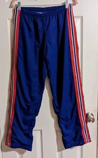 Varsity Blue Pants M 30 Striped Red Sporty Vintage 90s Lined Zipper Detail