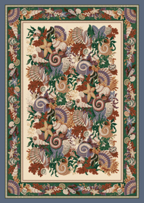 2x4 Milliken Neptune Opal Nautical Sea Shells Area Rug - Approx 2'8''x3'10''