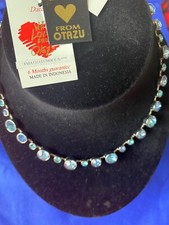 vintage*OTAZU*Jasnoniebieski kryształ Swarovskiego w srebrnym ustawieniu NASZYJNIK