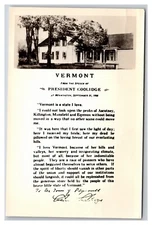 RPPC Vermont From Speech of President Coolidge UNP Postcard XC12