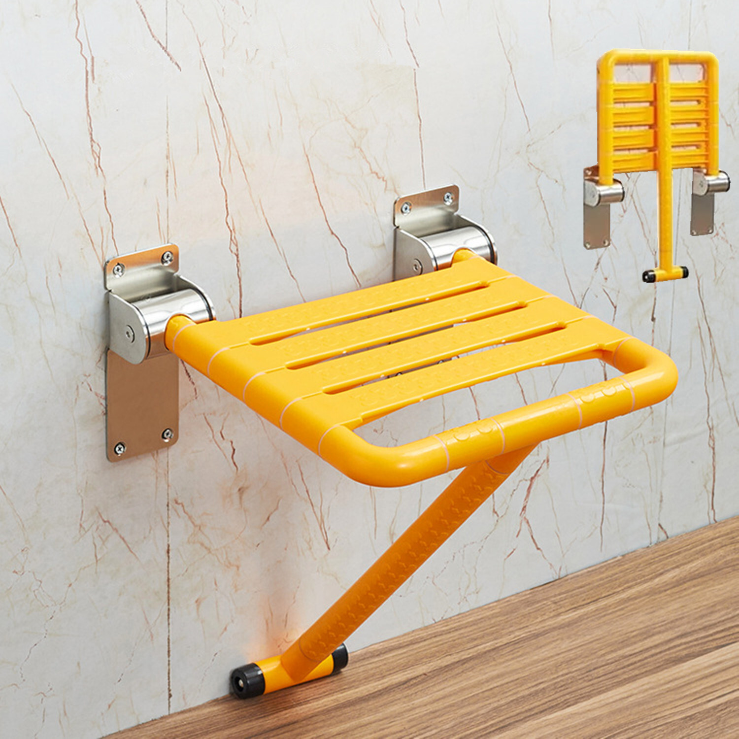 Folding Shower Seat Wall Mounted Shower Bench 550LB Load Bearing Shower ...