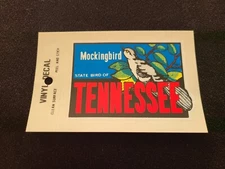 Tennessee State Bird Mockingbird Vintage Travel Souvenir Decal / Window Sticker 