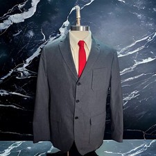 Banana Republic Modern Fit Mens Grey Striped Sports Jacket Sz 44L Suit Coat