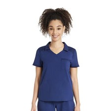 Scrubstar Women's Antimicrobial Premium Performance Collar Top Indigo XS