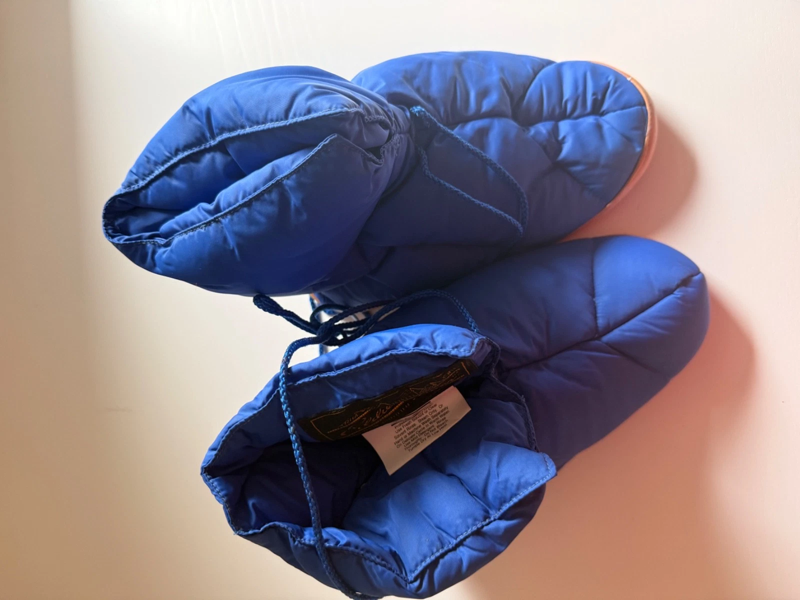 Fleece Vintage Eddie Bauer Puffer Goose Down Camp Slippers Size XS Blue NEW