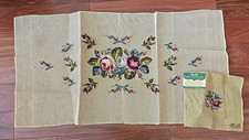 2 Vintage Bucilla Floral Petite-point Needlepoint Embroidery Canvas 11"  23x44"