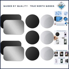 Black and Silver Metal Plates for Magnetic Mounts - Easy Adhesive Installation