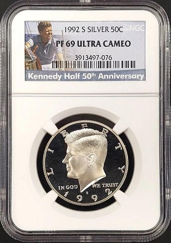 1992 S Proof Silver Kennedy Half Dollar certified PF 69 Ultra Cameo by NGC!