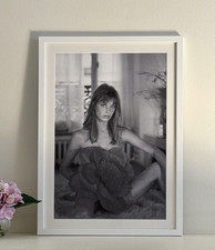Framed Jane Birkin Black and White Portrait Retro Wall Art 63x43cm Home Decor