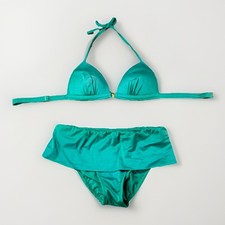 VENUS 90s Teal Green Push Up Skirted Bikini Bottom Set Y2K Low Rise Swimsuit S8