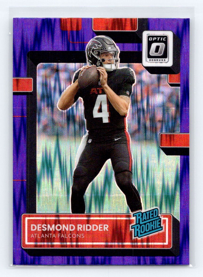 2022 Donruss Optic #202 Desmond Ridder Purple Shock Rookie Atlanta Falcons