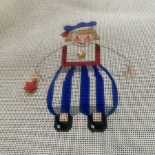 Handpainted Needlepoint Canvas 18CT XMAS ORNAMENT Red White Blue Star Charms