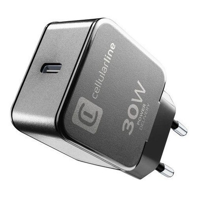 USB Type-C FAST CHARGER 30W Black Cellular Line Charger 