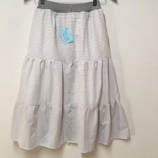 Skirt Girl L 10/12 Maxi Gray Striped Ruffle Tier Lined Cotton Mom and Pop's Kids