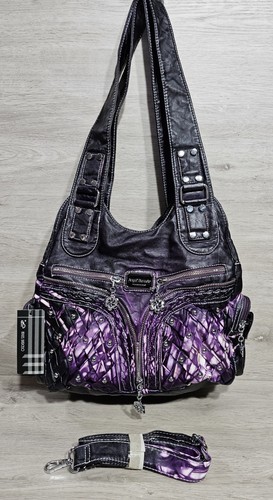 Angel Barcelo Top Handle Satchel Hobo Bags Fashion Washed PU Leather Purse