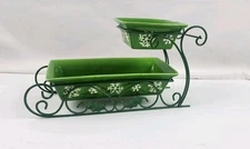 Fun Express Christmas Ceramic Sleigh 2 Tiered Serving Tray