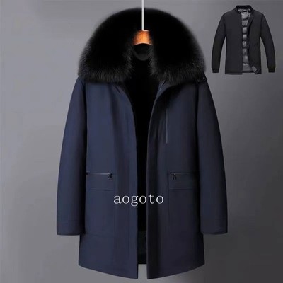 Mens Parka Jacket Winter Coat Thickened Down Jacket Long White Duck Down Jacket
