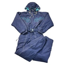 Tuta da sci vintage Diadora retrò color block anni 90 pezzo unico blu donna media