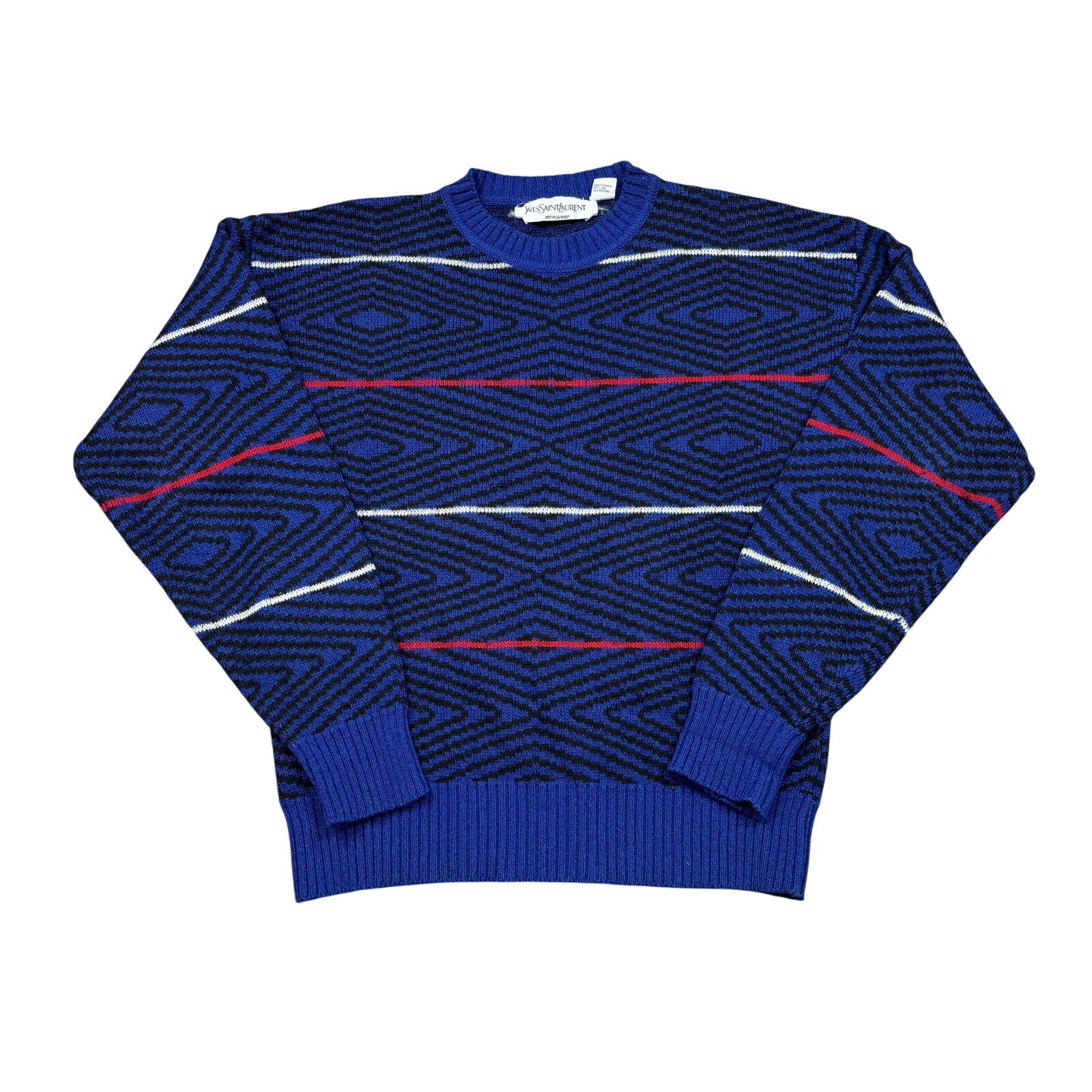 Maglione vintage Yves Saint Laurent YSL uomo lana righe 3D uomo medio