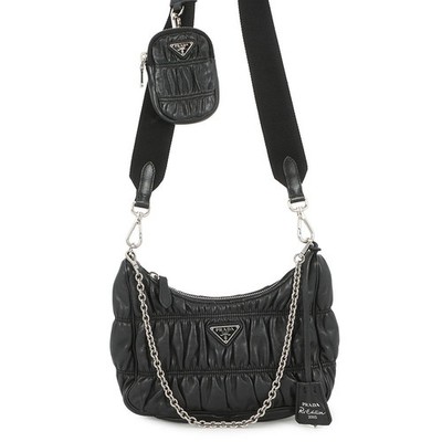 Prada Shoulder Bag Re-Edition 2005 Leather 1Bh204 2Way Black Safety Guarantee Us
