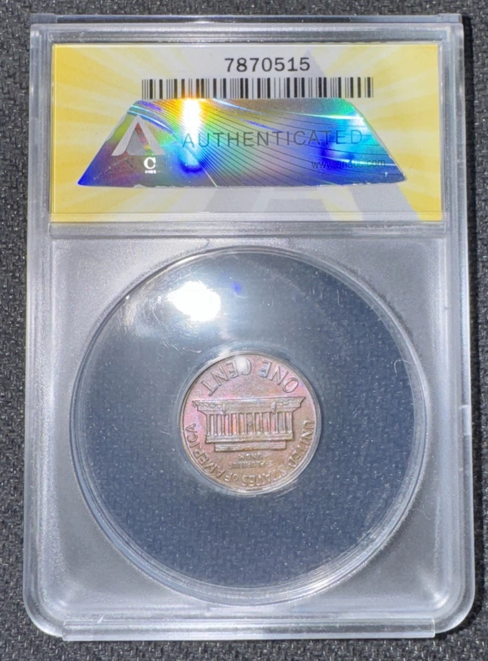 1968 D/D Error! Lincoln Memorial Cent Coin RPM-001 FS-501 AU ANACS Certified - Image 3 of 4