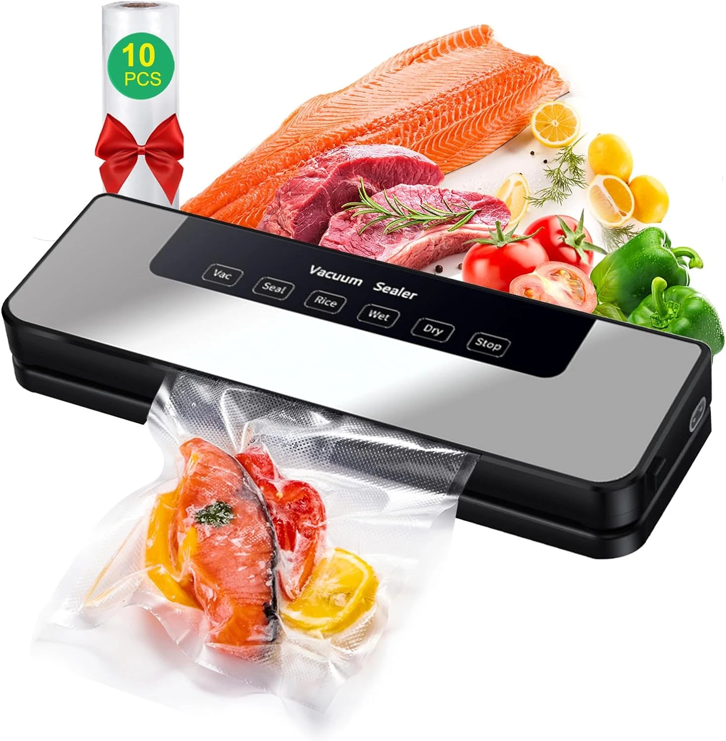 5 In 1 Vacuum Sealer Machine 65KPA Food Saver Dry Wet Pulse With Bags Kit