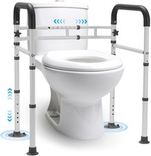 Toilet Frame for Seniors, Elderly & Disabled, Toilet Rails Adjustable, Foldable