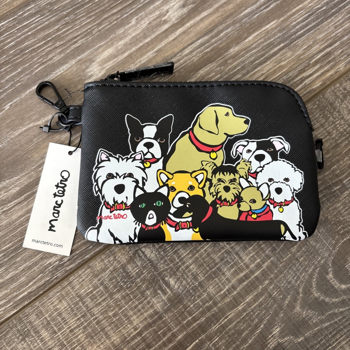 Marc Tetro Signed Multiple Dog Black Zip Wallet NWT | eBay