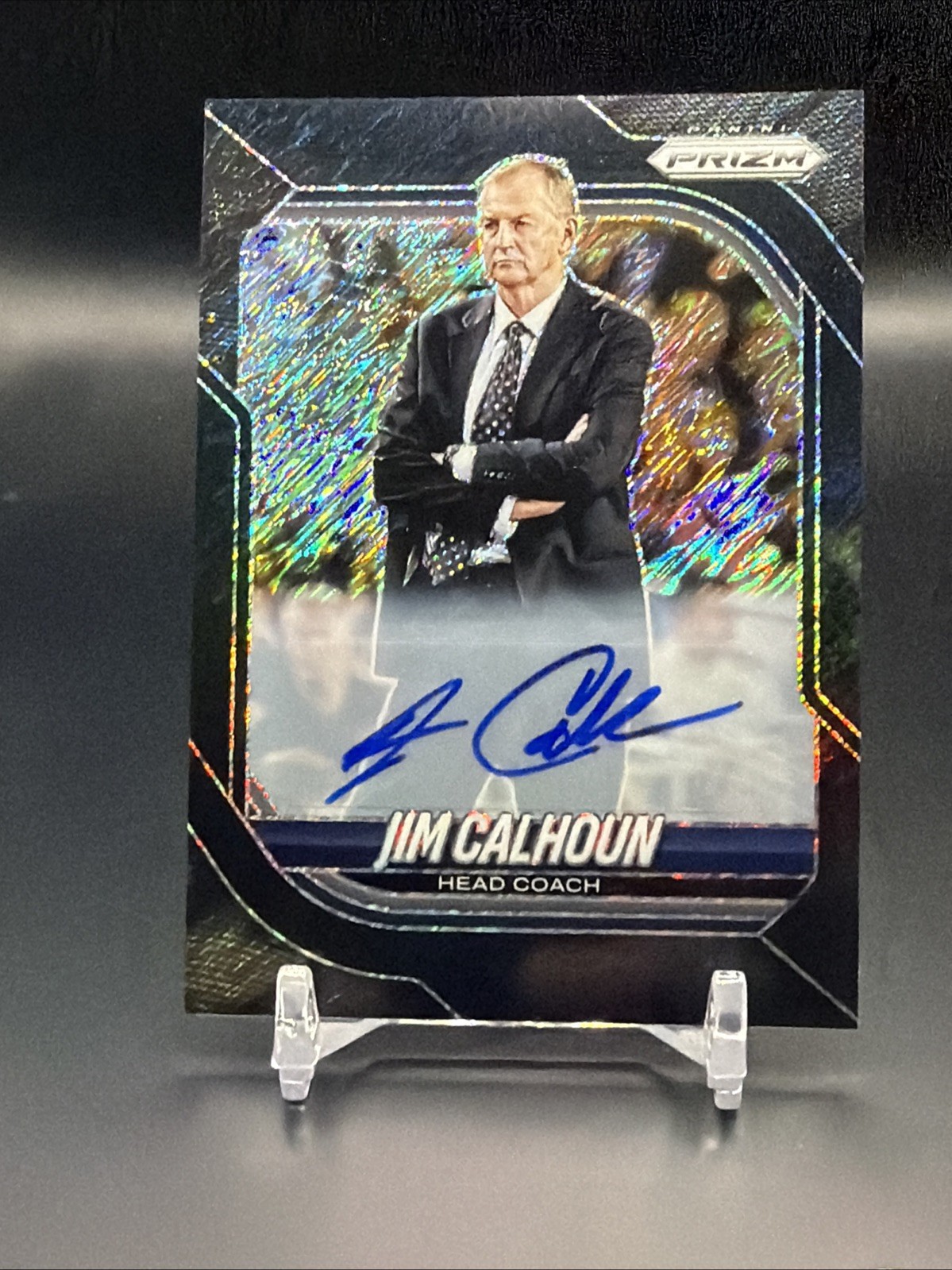 2025-2026 Prizm Basketball Jim Calhoun One-of-One 1/1 Black Shimmer Auto view 1
